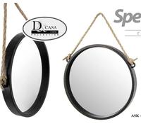 SPECCHIO TONDO CORDA SPECCHIERA PARETE APPESO MURO CLASSICO MODERNO NERO 35 cm