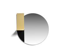 Specchio tondo diametro 35 cm con mensola in metallo verniciato sabbia