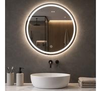 Specchio Tondo Diametro 60 cm con Led a 3 Colori Dimmerabile Accensione Touch