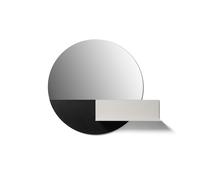 Specchio tondo diametro 60 cm con mensola in metallo verniciato grigio