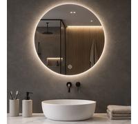 Specchio Tondo Diametro 60cm Led a 3 Colori Decorazione Interni Accensione Touch