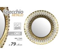 SPECCHIO TONDO IN METALLO DECORATIVO DA PARETE 794 CM COLORE ORO DEK-773693