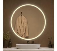 Specchio Tondo Led Da Parete Con Interruttore Touch Per Arredare Il Bagno Dimmerabile - CONFEZIONE: 1 pz., Tonalità: Dimmerabile 2700-4500-6500K, Misura: Ø80