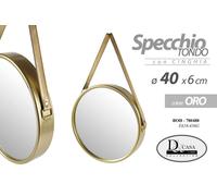 SPECCHIO TONDO SOSPESO CON CINGHIA COLORE ORO 406 CM ARREDO CASA BOH-780844