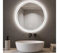 Specchio Tondo Spirale Diametro 70cm Led a 3 Colori Dimmerabile Accensione Touch