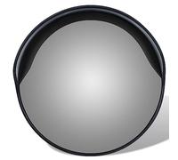 Specchio traffico convesso, in plastica PC, nero, 30 cm, con protezione solare, dispositivo di montaggio per pali da 5 cm, uso esterno, sicurezza su incroci e strade strette