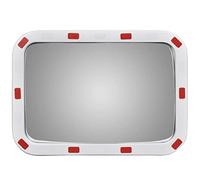 Specchio traffico convesso, quadrato, 40 x 60 cm, con catarifrangenti, in plastica PC infrangibile, dispositivo di montaggio, per strade, incroci, cantieri, parcheggi, sicurezza stradale