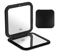 Specchio trucco compatto da viaggio ingranditore 15X doppia faccia pieghevole 3 pezzi 7x6.5cm design cuore luna stella portatile per borsa scrivania valigia uso quotidiano e vacanze