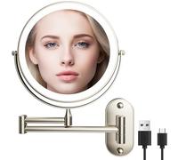 specchio trucco con luci da parete specchio ingranditore da parete specchio trucco da parete Ingrandimento 1X/10X, 3 Colori di Luce Dimmerabile ,Rotazione a 360 Specchio Estensibile per Bagno, Hotel