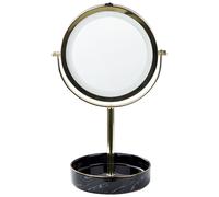 Specchio trucco con luci LED e telaio in ferro Ø 20 cm oro e nero Savoie