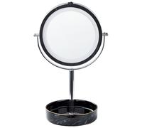 Specchio trucco con luci LED e telaio in ferro Ø 26 cm argento e nero Savoie