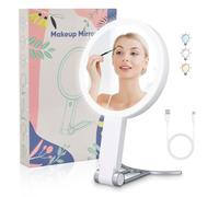 Specchio Trucco con Luci LED, Specchio Ingranditore 1X/20X, Girevole e Luminosità Regolabile Specchio Make up Ricaricabile Specchio da Tavolo per Bagno,Casa e Viaggi,Regalo per Donna/Lei (20X Bianco)
