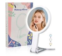 Specchio Trucco con Luci LED, Specchio Ingranditore 30X/1X, Girevole e Luminosità Regolabile Specchio Make up Ricaricabile Specchio da Tavolo per Bagno,Casa e Viaggi,Regalo per Donna/Lei (Bianco)