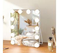 Specchio Trucco Con Luci, Specchio Trucco 5x Specchio Ingranditore Con Luce 3 Colori 12 Lampadine LED Dimmerabili, Specchio Da Tavolo Con Adattatore USB Per La Camera Da Letto, Da Tavolo/da parete Per