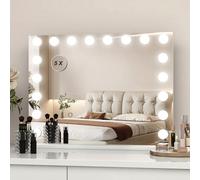 Specchio Trucco Con Luci, Specchio Trucco 5x Specchio Ingranditore Con Luce 3 Colori 18 Lampadine LED Dimmerabili, Specchio Da Tavolo Con Adattatore USB Per La Camera Da Letto, Da Tavolo/da parete Per