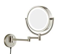 Specchio Trucco da Parete Ingranditore per Bagno con Luce LED, Specchio Cosmetico Double Face 1X/3X/7X10X con Braccio Snodabile per Trucco e Rasatura Quotidiana