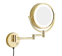 Specchio Trucco da Parete per Bagno con Luce LED, Specchio Ingranditore 1X/3X/5X/7X/10X Double Face, Specchio Cosmetico Muro con Braccio Snodabile Estensibile per Trucco E Rasatura