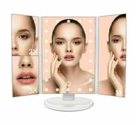 SPECCHIO TRUCCO ILLUMINATO 22 LED PORTATILE 4 SPECCHI MAKE UP 1X 2X 3X 180° 0142