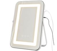 Specchio Trucco Make Up da Tavolo Luci Regolabili 3 Colori USB 31x41,5x3 cm Bianco