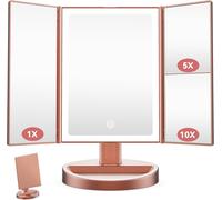 Specchio Trucco Ricaricabile con Luci 68 LED, Specchio Ingranditore 1X/5X/10X, S