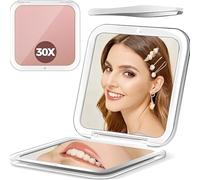 Specchio Trucco, Specchio Ingranditore 30X/1X a Doppio Lato, Specchio Portatile da Viaggio, Pieghevole Cura del Viso, Specchio adatto come regalo per le donne