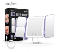Specchio Trucco Specchio per Il Trucco con Luce 1x/3X/7X Trifold ingrandente