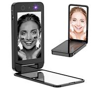 Specchio UV compatto e portatile, specchio cosmetico da 10 cm con fotocamera UV per testare la protezione solare, specchio da viaggio ricaricabile da viaggio specchio tascabile a doppia faccia per