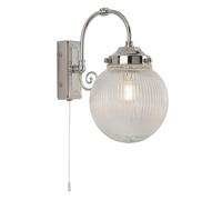 Specchio Wandleuchte Bagno con Interruttore IP44 Cromo Bianco E14 Vetro Metallo