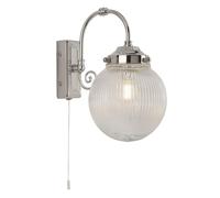Specchio Wandleuchte Bagno con Interruttore IP44 Cromo Bianco E14 Vetro Metallo
