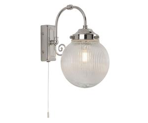 Specchio Wandleuchte Bagno con Interruttore IP44 Cromo Bianco E14 Vetro Metallo