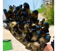 Speccuro di minerali a grappolo di Cristalli di Quarzo Nero Naturale Reiki Reiki Decorazioni per la casa (1000-1100G)