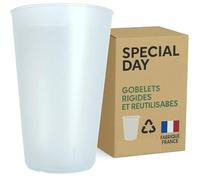 SPECIAL-DAY Bicchiere in plastica dura riutilizzabile da 30 cl / 60 cl rigido, confezione da 100,50,25 bicchieri in polipropilene duro - vetro colore smerigliato prodotto in Francia (30 cl, 50 unità)