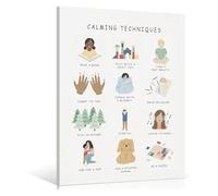 Special Education Classroom Poster Boho Emotions Chart Calming Corner Feelings Calming Techniques for Kids(Framed,16x24inch(40x60cm))