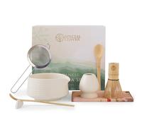 Special Leaves Matcha Set - Bianco - Set da tè Matcha - Scopa, ciotola, cucchiaio, scoop, colino, supporto e accessori - Kit Matcha Premium per gli amanti del matcha