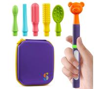 Special Supplies Buzz Buddy Oral Stimulation Kit with 6 Soft Textured Interchangeable Heads, Calm Sensory Needs, Support Speech, And Stimulate Self Feeding, Gentle Vibrations