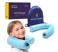 Special Supplies Sensory Vibrating Neck Pillow for Kids and Adults Plush Velvet Soft Cover with Textured Therapy Stimulation, Mind and Body Calming Relaxation - Blue