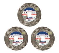 Specialist+ Confezione da 3 dischi diamantati da taglio e smerigliatrice, set per il taglio di piastrelle, porcellana e pietra (125 mm) | Compatibile con tagliapiastrelle e supporto per smerigliatrice