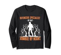 Specialista della Difesa di Day Zombie by Night Funny Halloween Maglia a Manica
