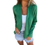 Specialistm - Specialist Casual Faux Suede Cardigan, Peculiaral Faux Suede Jacket Solid Color Stylish Lapel Jackets Donna, verde, XXL