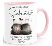 SpecialMe Tazza con scritta "Liebe Lustig Keine Sorge Schatz ich werde dich für den Rest dein Leben nerven Geschenk weiss-Innen-Rosa Standard