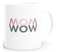 SpecialMe®, tazza da caffè con scritta "Mom wow", idea regalo per la festa della mamma, Natale, Pasqua, ringraziamento, Mom Wow bianco., Keramik-Tasse