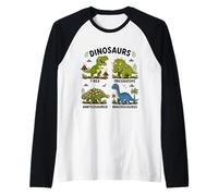 Specie di Dinosauro Che imparano per Bambini Animali preistorici Maglia con Maniche Raglan