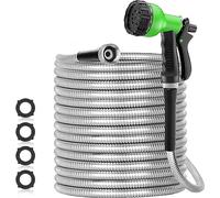 SPECILITE Tubo da giardino in acciaio inox 304, resistente, con ugelli, per cortile, esterno, flessibile, non si attorciglia e non si attorciglia, resistente alle forature, 22,9 m