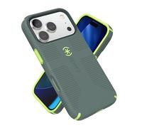 Speck CANDYSHELL Grip +MS - Custodia per iPhone 17 Pro, NEO DRAB/Verde fluorescente | Impugnatura protettiva sottile | Protezione contro le cadute | Compatibile con MagSafe