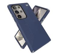 Speck Custodia per Samsung Galaxy S24 Ultra, protezione contro le cadute, presa, resistente ai graffi, custodia morbida al tatto, presa Presidio2, blu costiero, grigio polvere/bianco