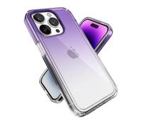 Speck Custodia trasparente per iPhone 14 Pro da 6,1”, protezione da cadute, resistente a graffi, doppio strato, sottile, anti-ingiallimento, anti-scolorimento, viola ametista sfumato/gemma trasparente