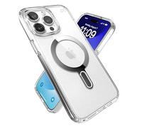 Speck Custodia trasparente per iPhone 15 Pro Max, con blocco antiscivolo ClickLock, costruita per MagSafe, protezione dalle cadute, antigraffio, anti-ingiallimento, custodia per telefono da 6,7
