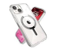 Speck Custodia trasparente per iPhone 15, sottile, costruita per MagSafe, presa di protezione contro le cadute, per iPhone 15, iPhone 14 e iPhone 13, antigraffio, anti-ingiallimento, custodia per