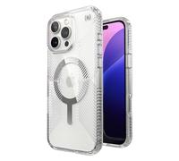 Speck Presidio Custodia MagSafe trasparente per iPhone 16 Pro Max, impugnatura antiscivolo, protezione dalle cadute da 4 m, trasparente/cromata