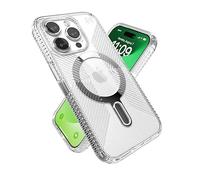 Speck Presidio Grip - Custodia trasparente per iPhone 15 Pro, con chiusura a scatto antiscivolo, realizzata per MagSafe, presa protettiva contro le cadute, antigraffio, anti-ingiallimento, custodia
